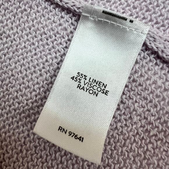 J. Jill Womens Linen Blend Open Cardigan Small Petite Pale Lilac Pastel Long - Picture 6 of 9